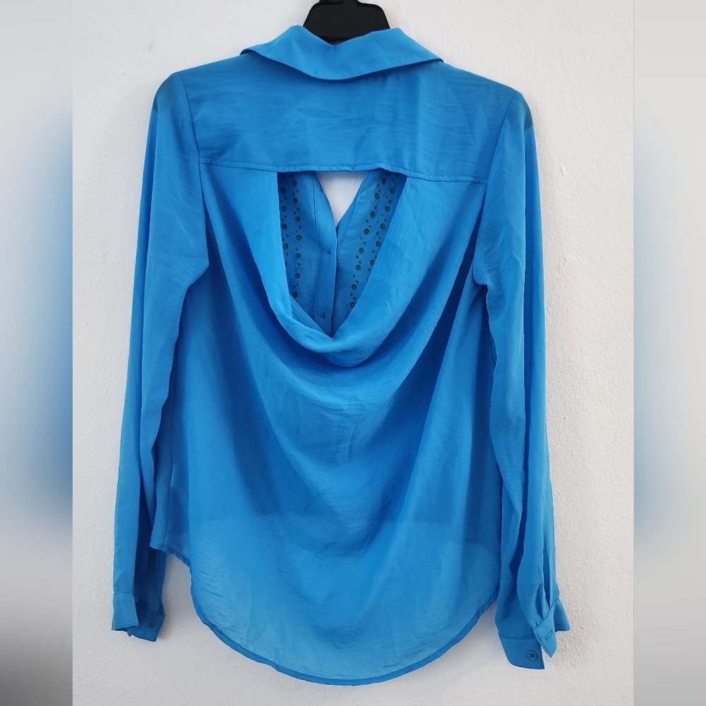 Have Blouse Womens Blue Long Sleeve Silky Soft Size Small - Picture 3 of 13